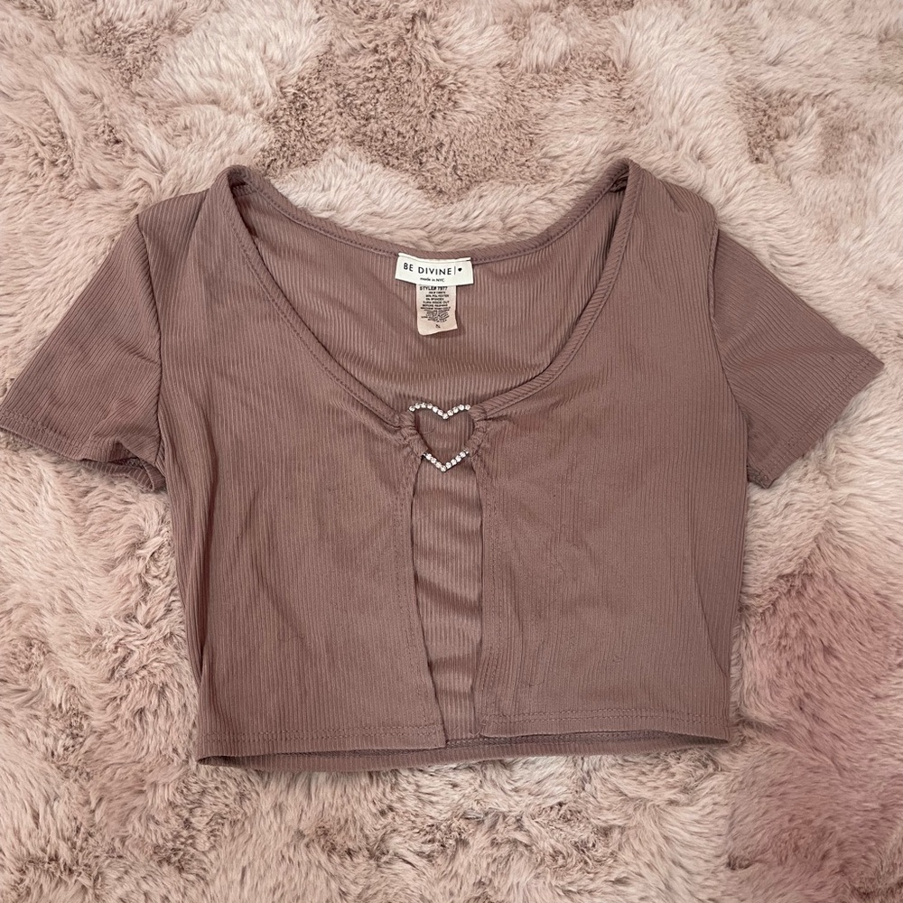 Mauve Ribbed Crop Top